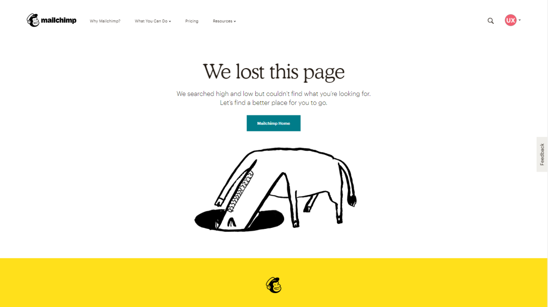 mailchimp - сторінка 404