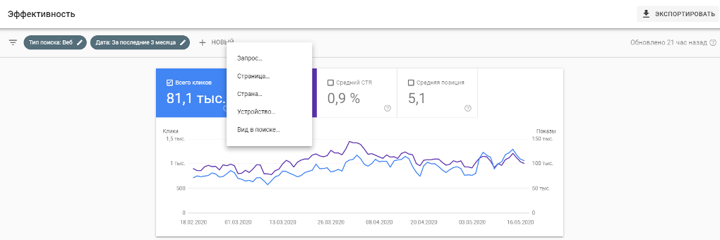 настроить фильтр в консоли поиска google