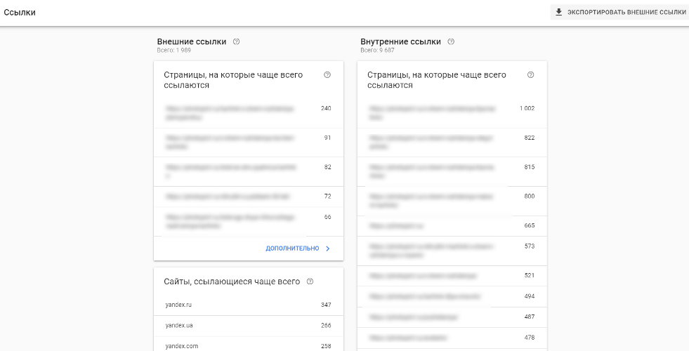 отчет по ссылкам в google search console