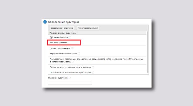 Выбираем параметры аудитории
