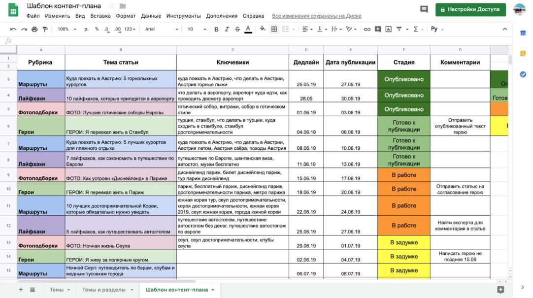 Создайте контент-план