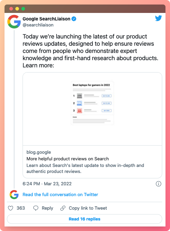 Product Reviews Update