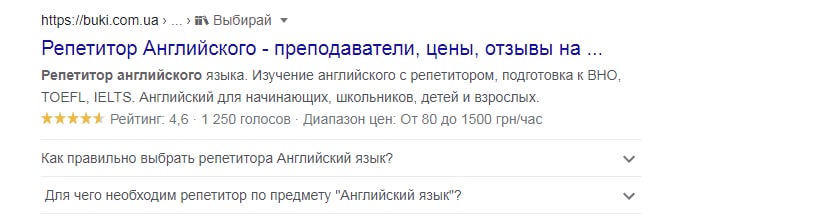 Расширенный сниппет Google